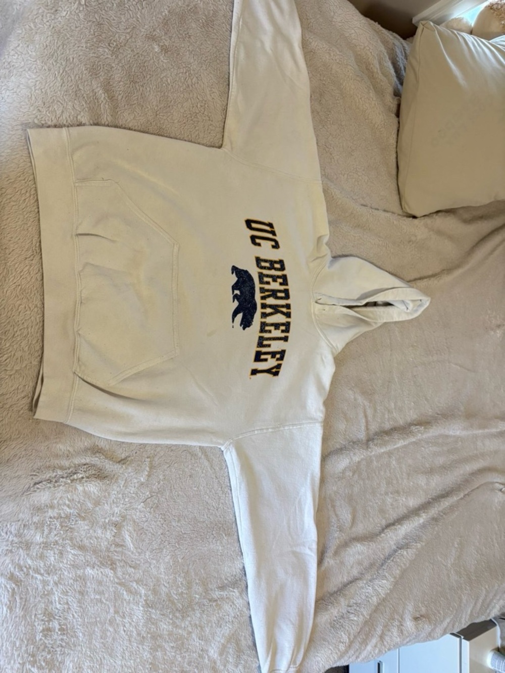 UC Berkeley Cream Hoodie with Navy Bear Logo